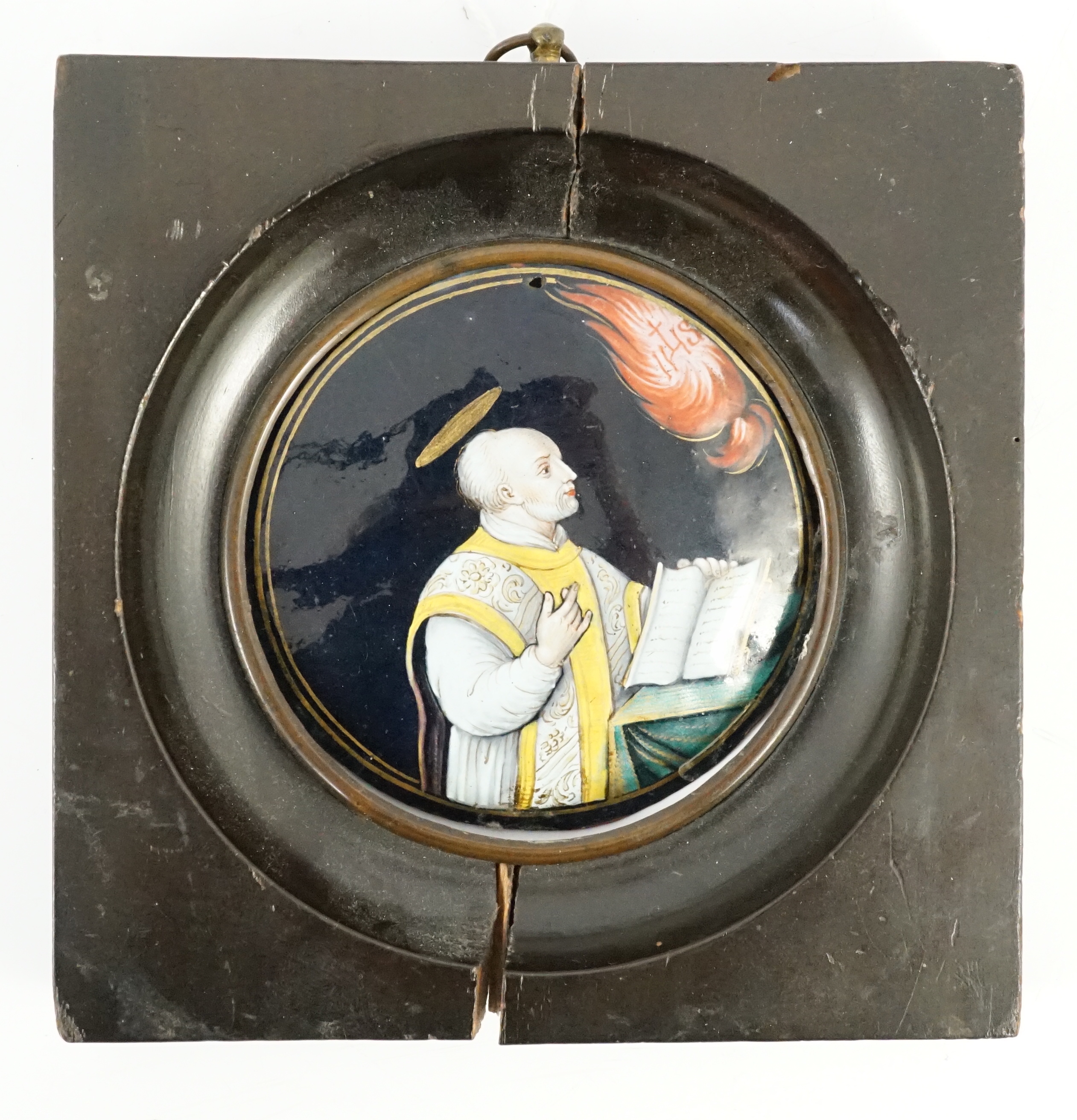 Attributed to Jacques Laudin II (1663-1729). A Limoges enamel circular plaque, late 17th/early 18th century